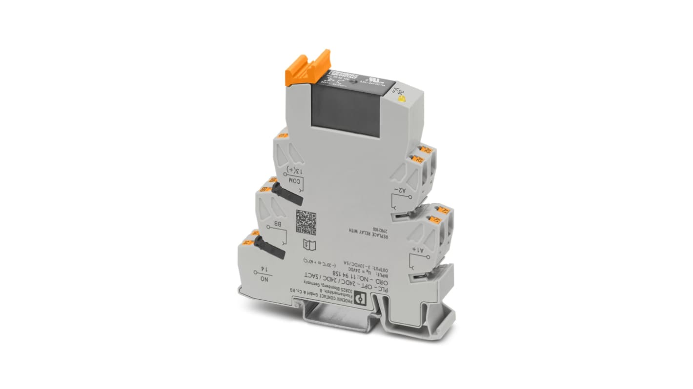 Phoenix Contact PLC Relay Series Solid State Relay, DIN Rail Mount, 24V dc Coil, SPST, 5A Load