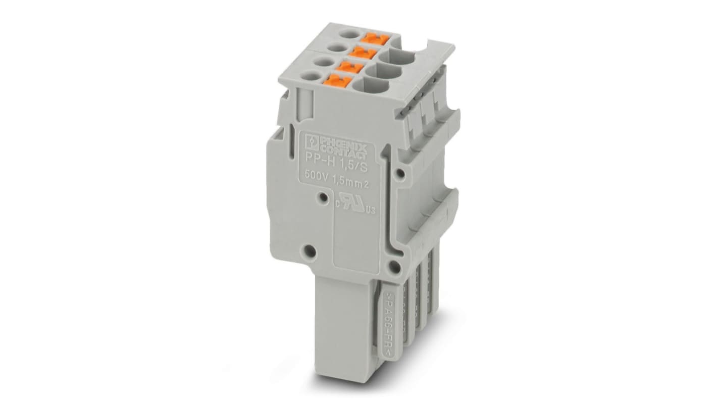 フエニックスコンタクト DINプラグ, 4極, 17.5A, 26 →16 AWG→, プッシュイン