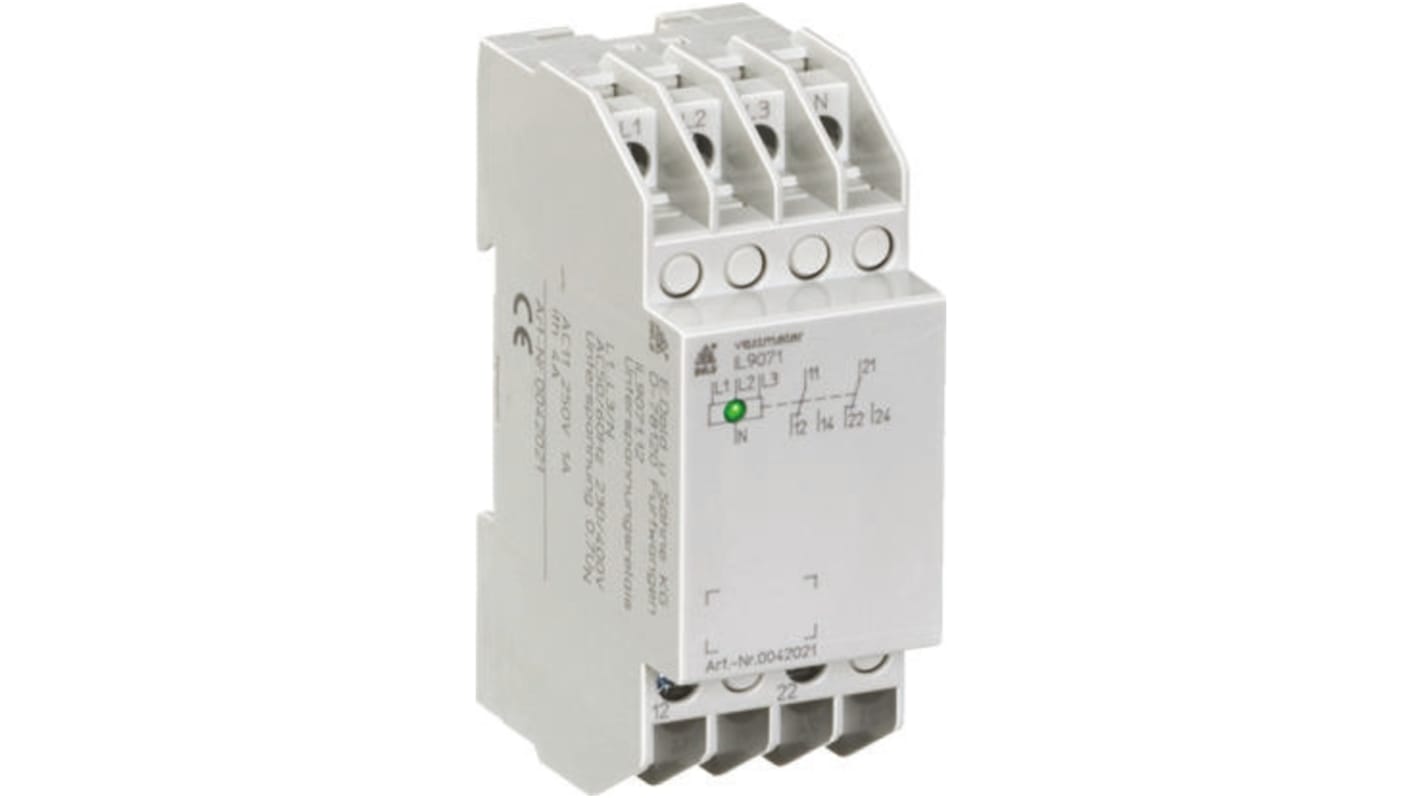 Relé de supervisión de Tensión Dold serie IL 9071, DPDT, 3 fases, para carril DIN