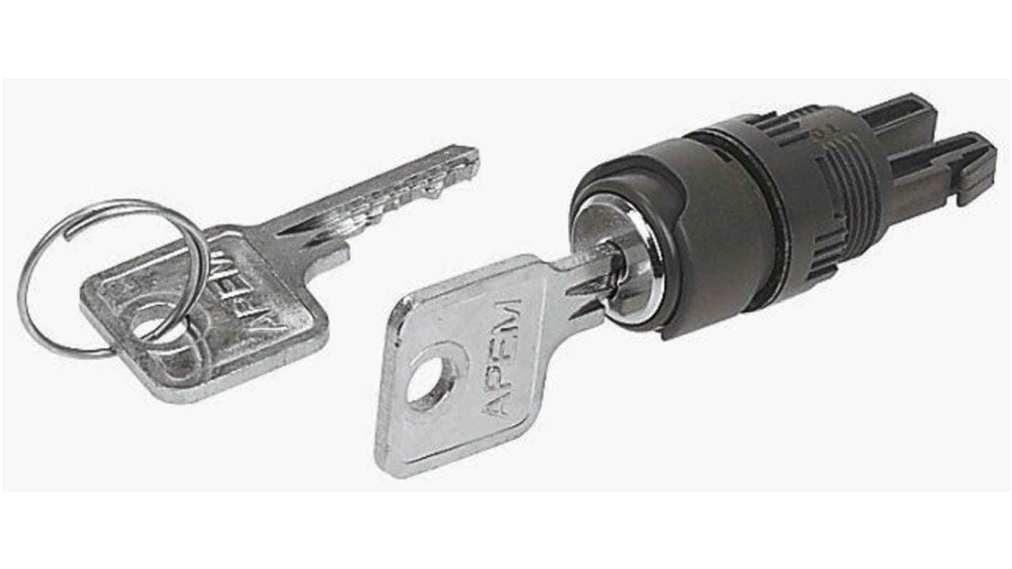 Apem 2-position Key Switch Head, Latching