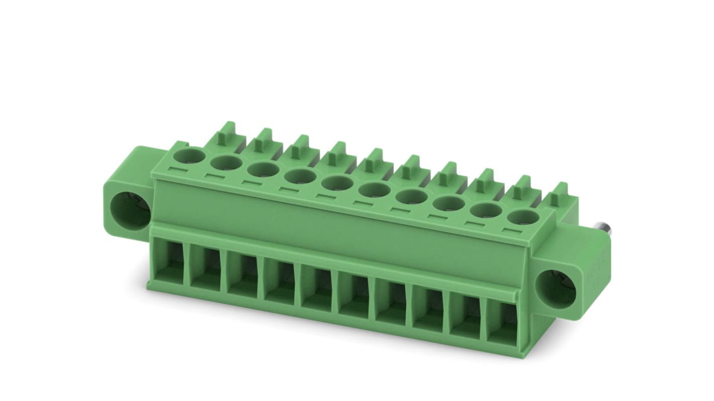 Phoenix Contact, 3.5mm Pitch, 5, 5/10-STF-3, MC 1, 10 Way, , Pluggable Terminal Block, Plug, Cable Mount, Screw