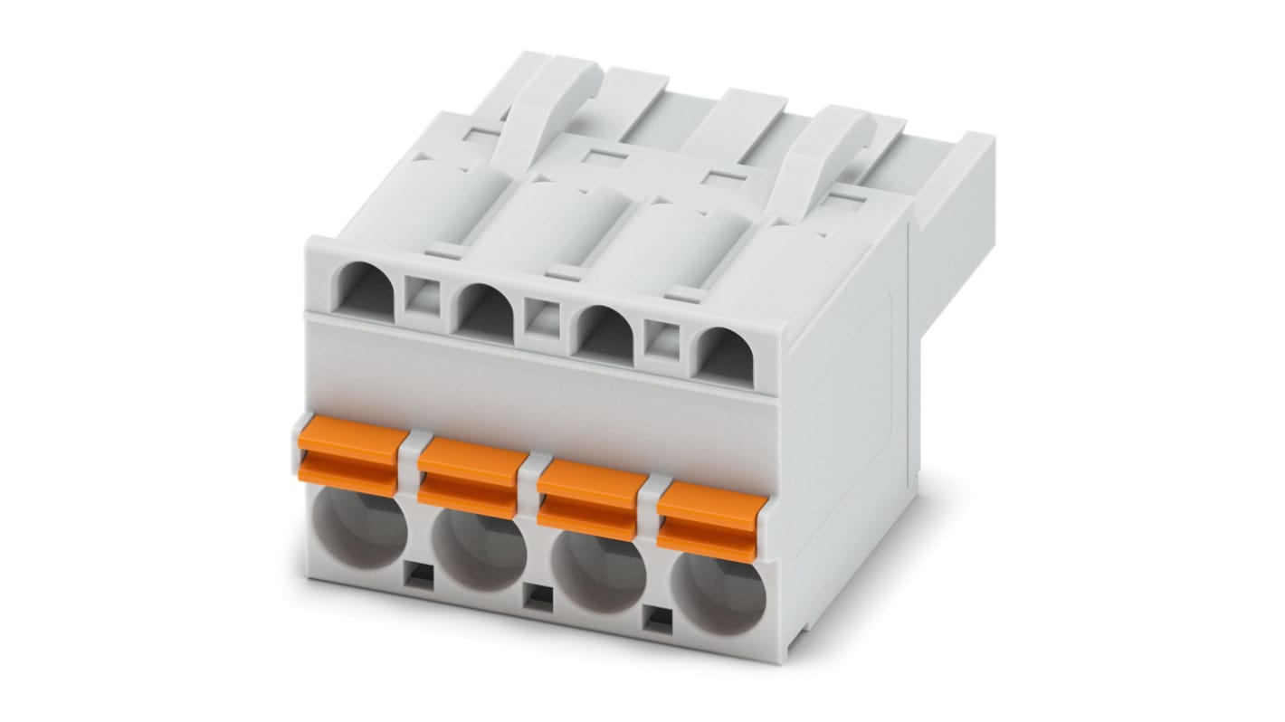 Phoenix Contact, 5mm Pitch, 5/ 4-ST KMGY, FKCT 2, 4 Way, Pluggable Terminal Block, Plug, Through Hole, 1921900
