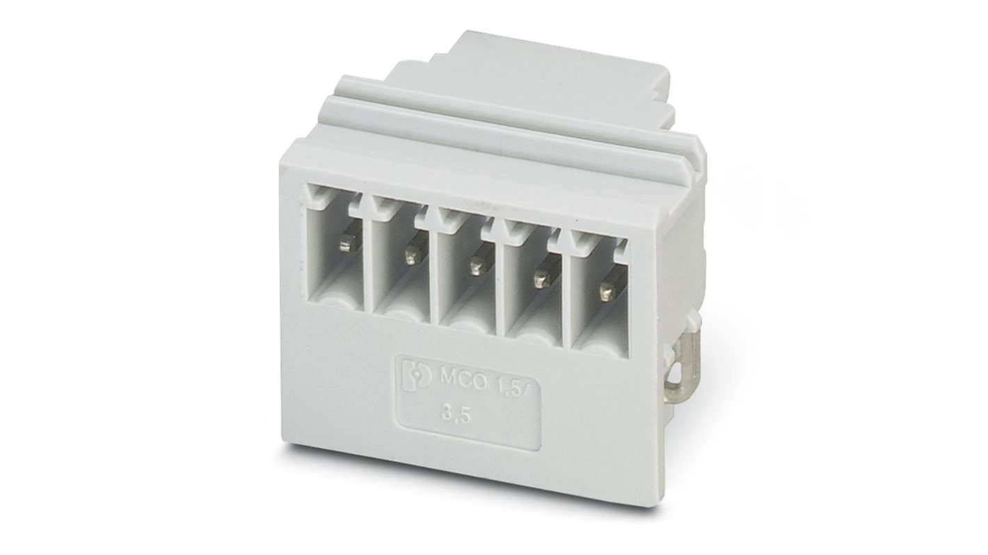 Phoenix Contact, 3.5mm Pitch, 5/ 5-G1L-3, 5 KMGY, MCO 1, 5 Way, , Pluggable Terminal Block, Header, 2278380