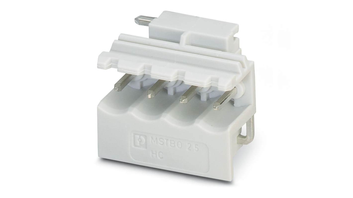 Phoenix Contact, 5mm Pitch, 5/ 4-G1L KMGY, MSTBO 2, 4 Way, Right Angle, Pluggable Terminal Block, Header, 2907774