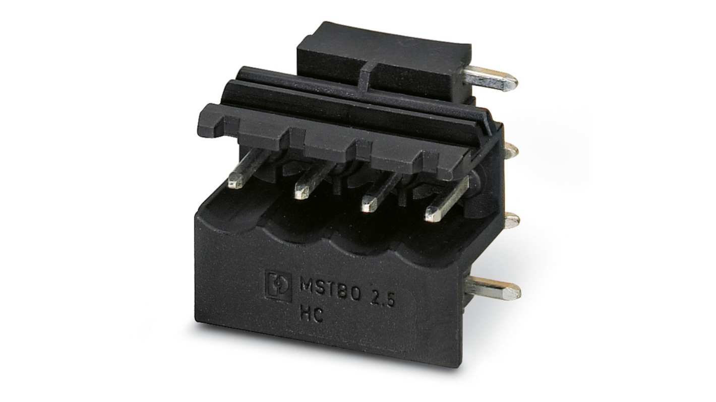 Phoenix Contact, 5mm Pitch, 5/ 4-G1R BK, MSTBO 2, 16 Way, Right Angle, Pluggable Terminal Block, Header, 2908993