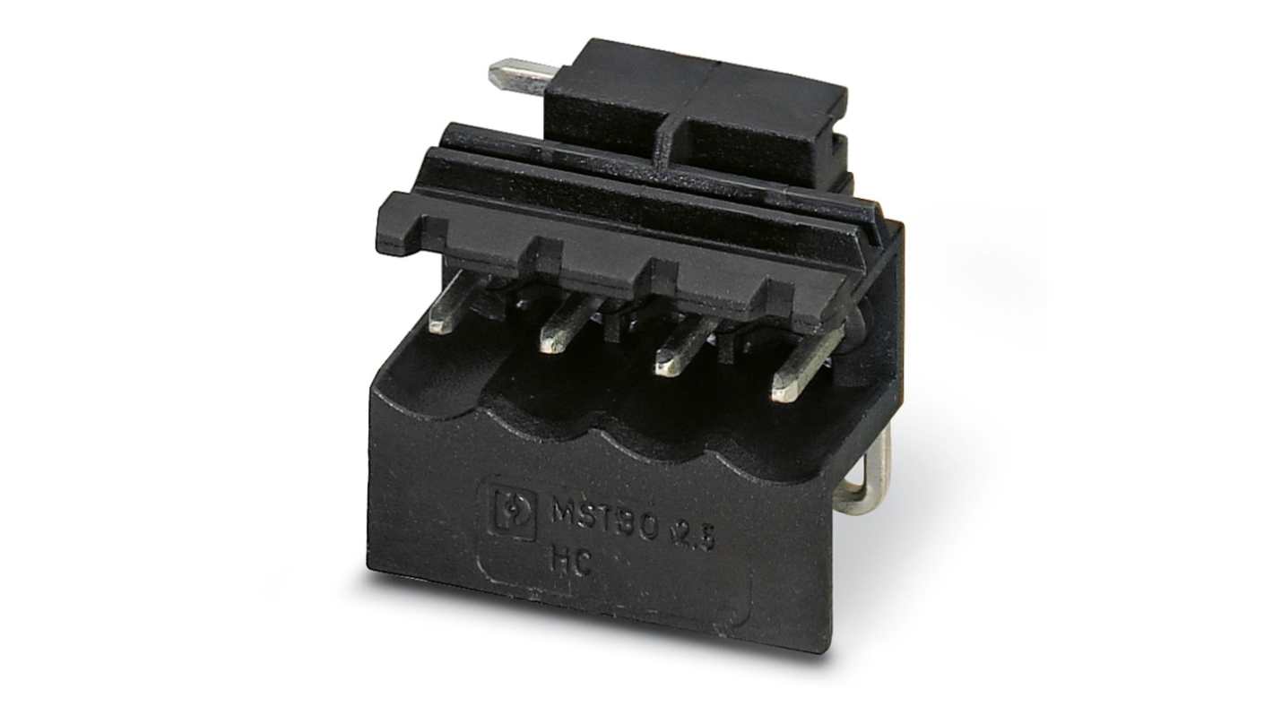 Phoenix Contact, 5mm Pitch, 5/ 4-G1L BK, MSTBO 2, 1 Way, Right Angle, Pluggable Terminal Block, Header, 2909002