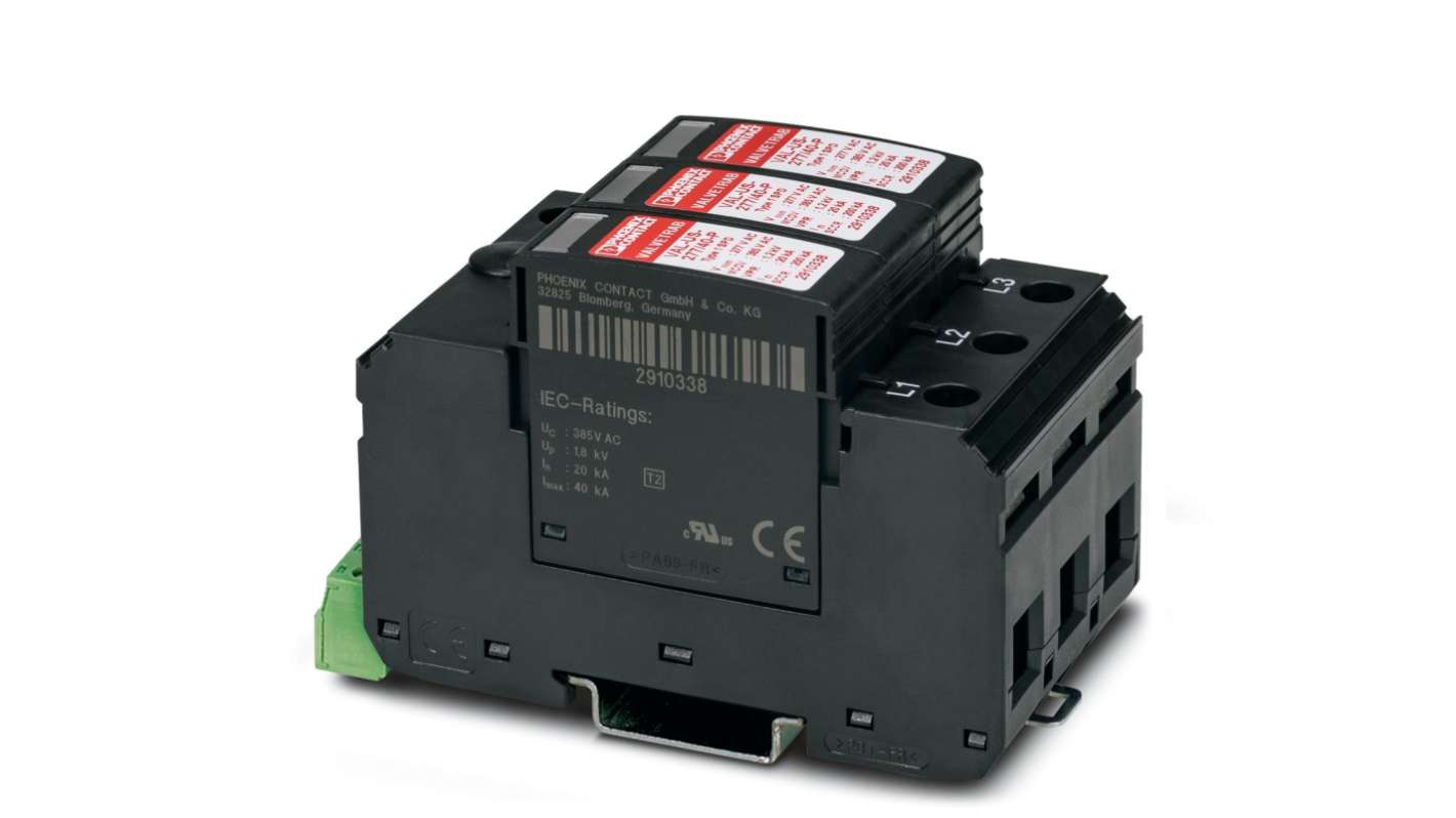 Phoenix Contact, VAL-US-480D/30/3+0-FM Surge Protection Device 480 V ac Maximum Voltage Rating Surge Protector