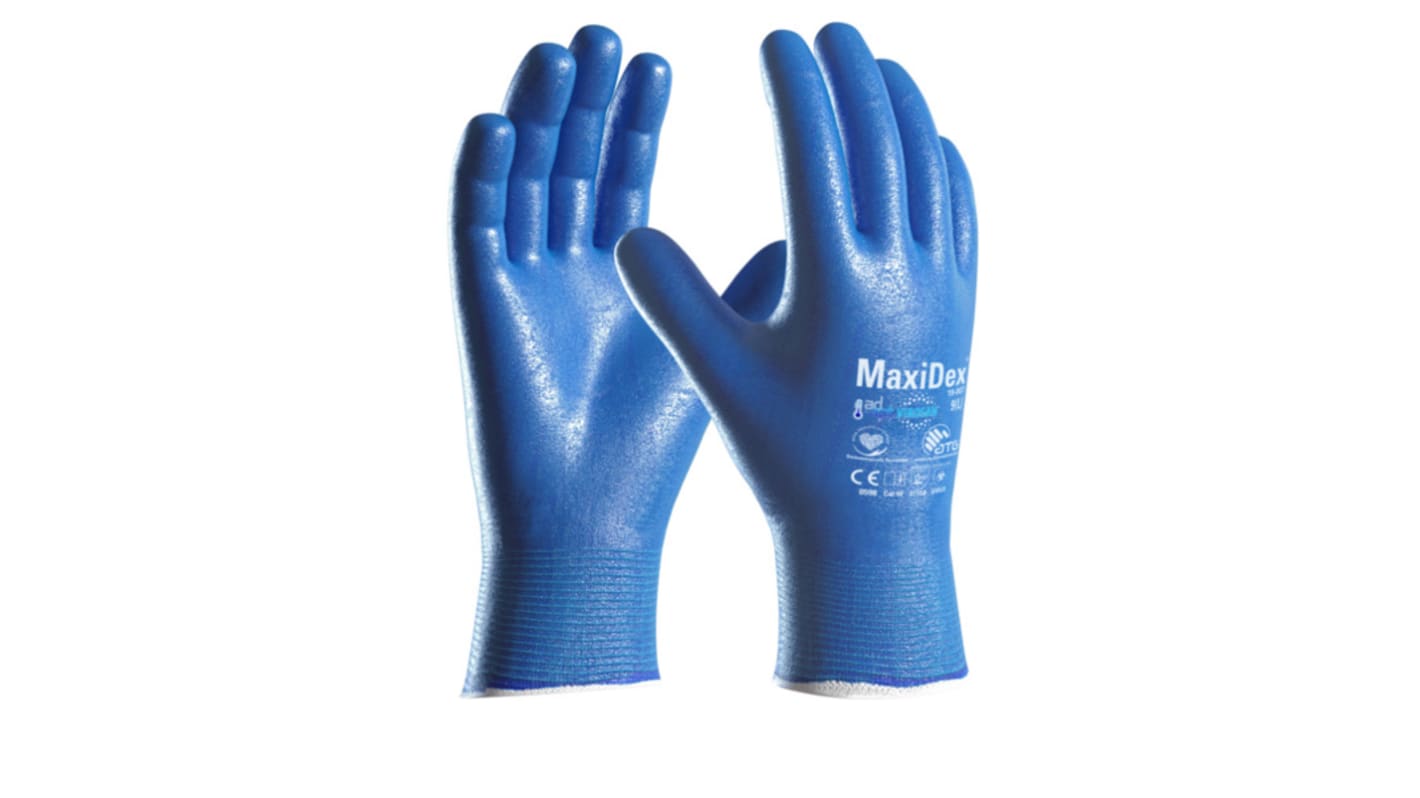 ATG Maxidex Arbejdshandsker, Nylon, NBR, Blå, Antimikrobiel beskyttelse, 8, 3111A, EN388:311