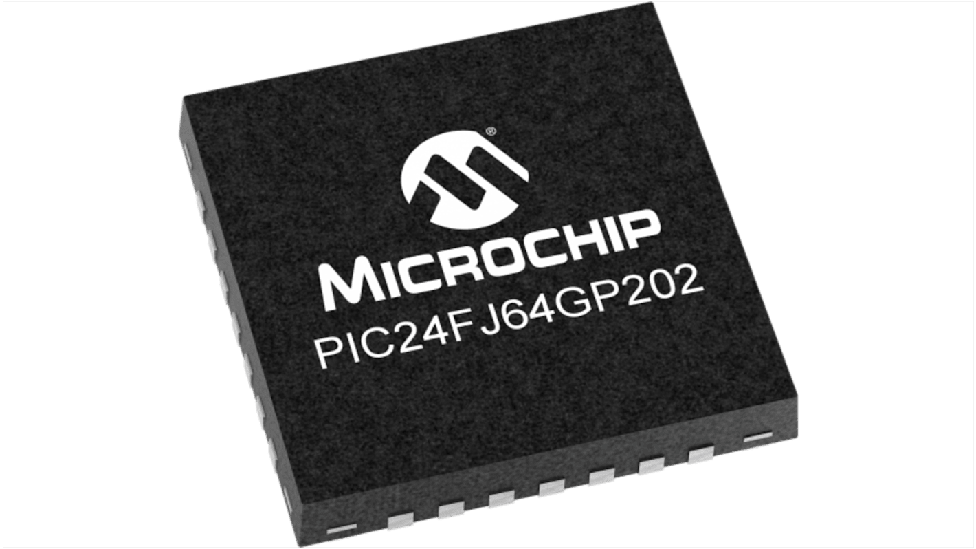 Microcontrolador Microchip PIC24FJ64GP202-I/MV, núcleo PIC de 16bit, 32MHZ, UQFN de 28 pines