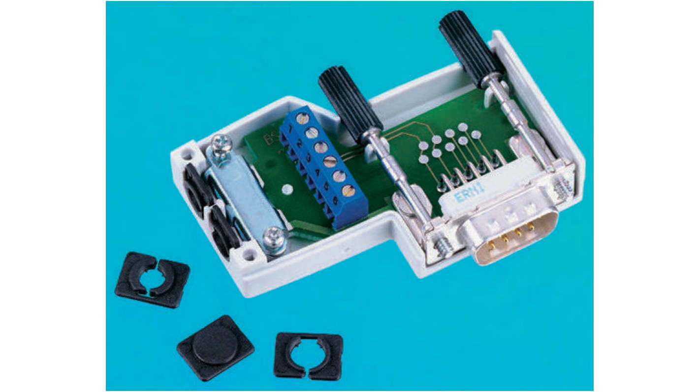 ERNI 9 Way Right Angle Cable Mount D-sub Connector Socket