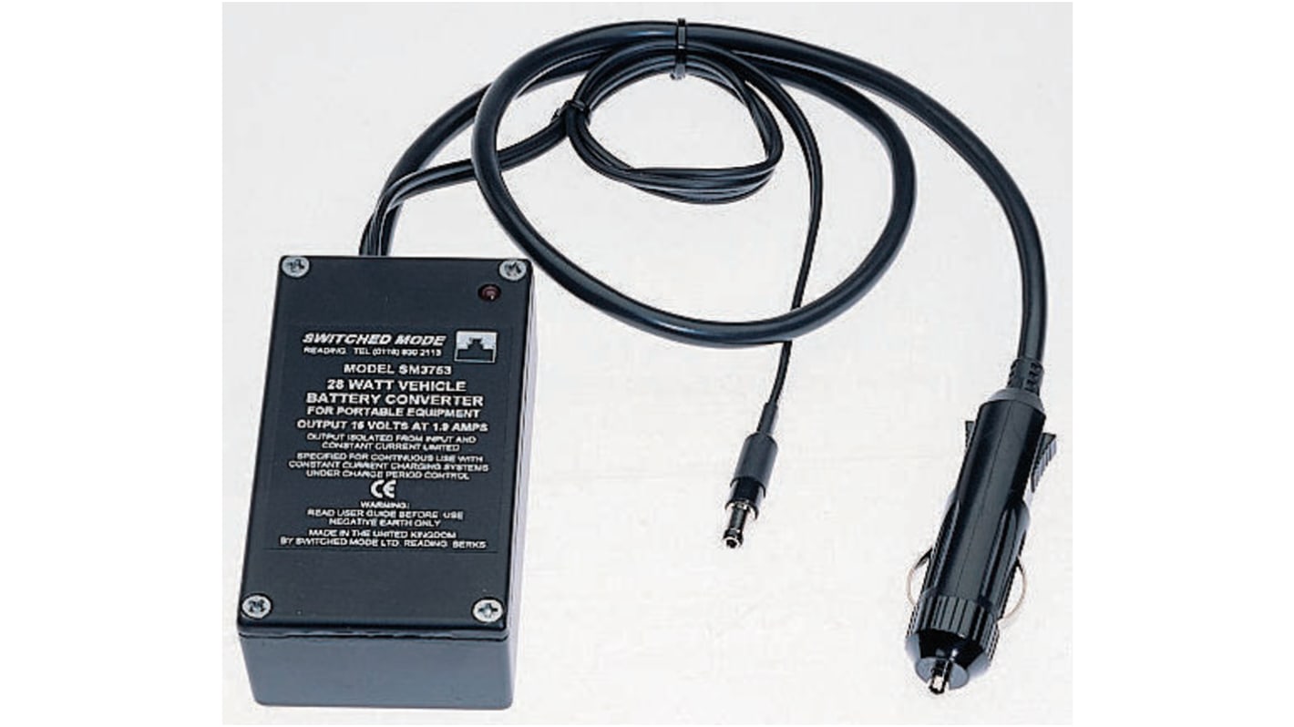 Caricabatteria da automobile per PC laptop, ingresso 12V cc, uscita 15V cc, 2.4A, A innesto