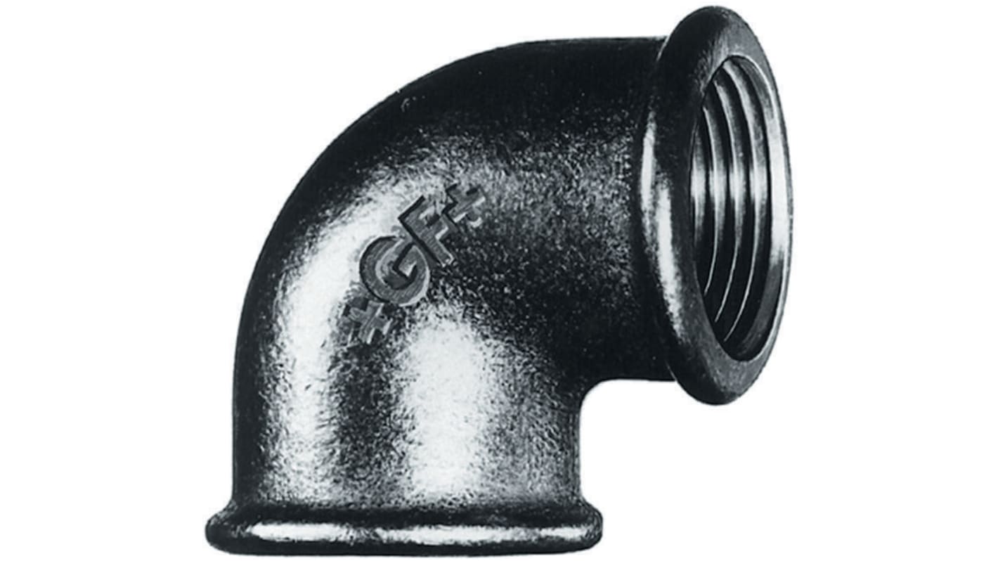 Georg Fischer Galvanised Malleable Iron Fitting, 90° Elbow, Female BSPP 1/4in to Female BSPP 1/4in