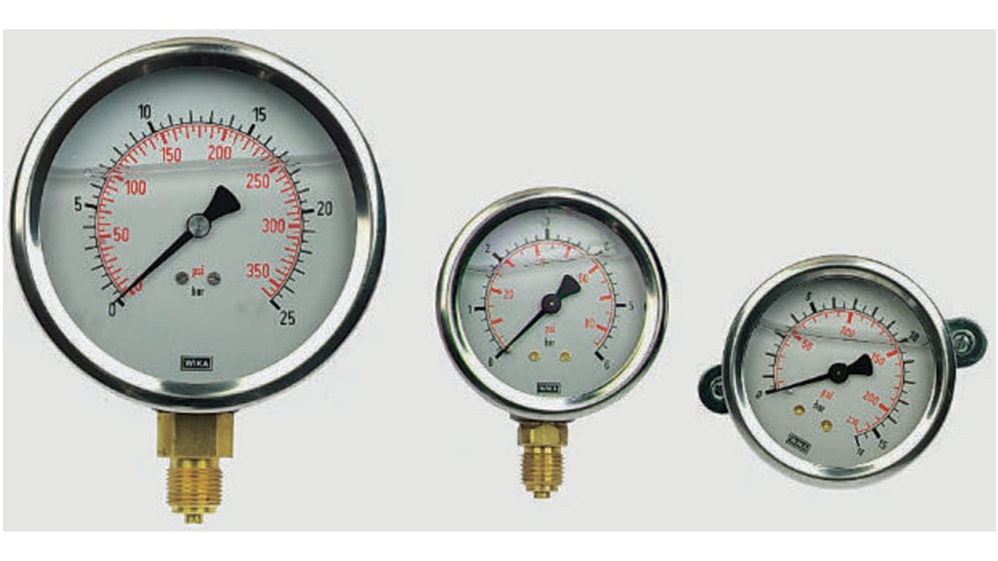 WIKA G 1/4 Analogue Pressure Gauge 160bar Bottom Entry 63mm Outside Diameter, With RS Calibration