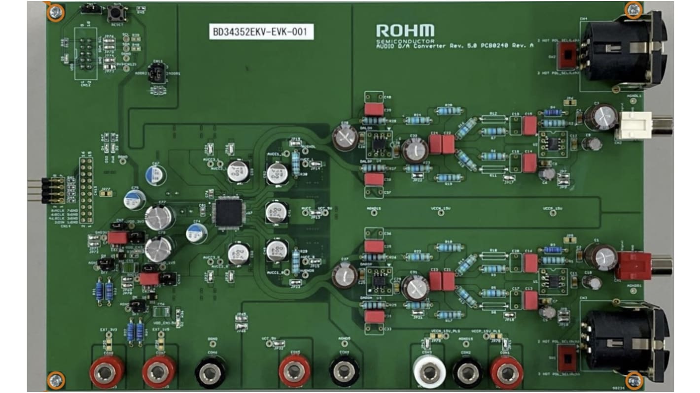 ROHM BD34352EKV Evaluation Board 评估测试板, 评估测试板, BD34352EKV 32-bit Stereo Audio D/A Converter芯片, 用于BD34352EKV