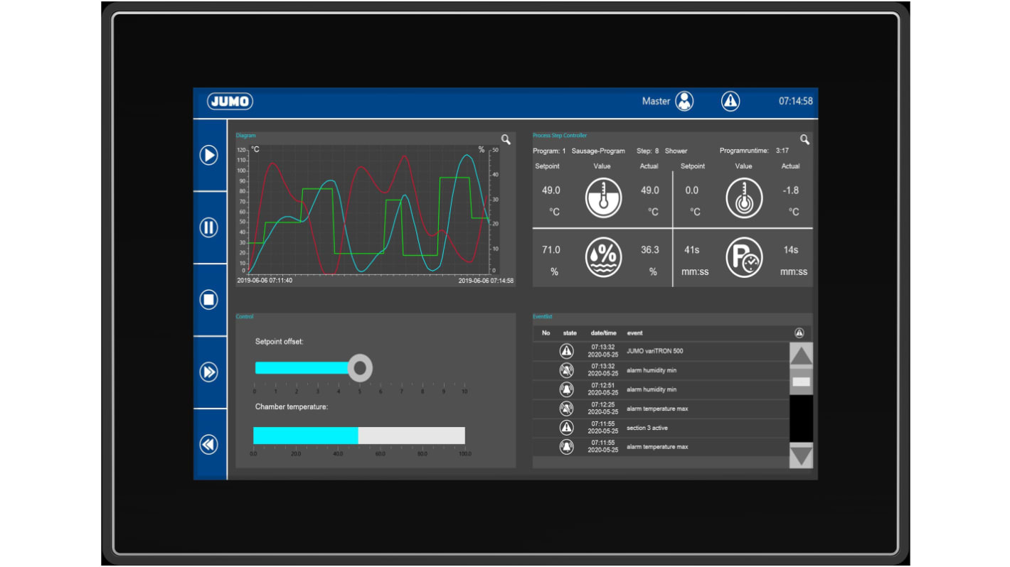 Jumo variTRON eX707 Series HMI Panel - 7 in, TFT Display, 800 x 480pixels