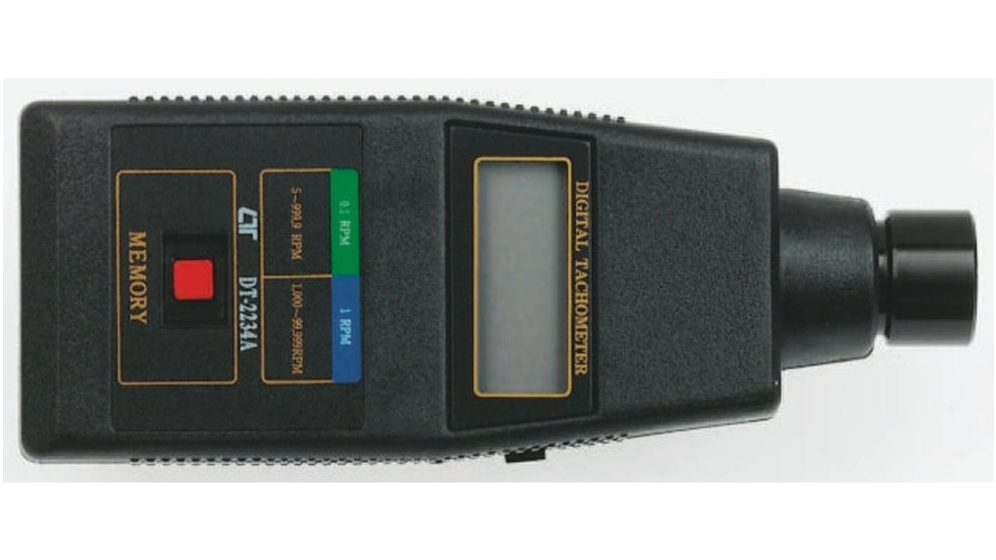 RS PRO DT-2234B, ±0,05 % LCD Tachometer → 99999U/min, 5U/min, ISO-kalibriert
