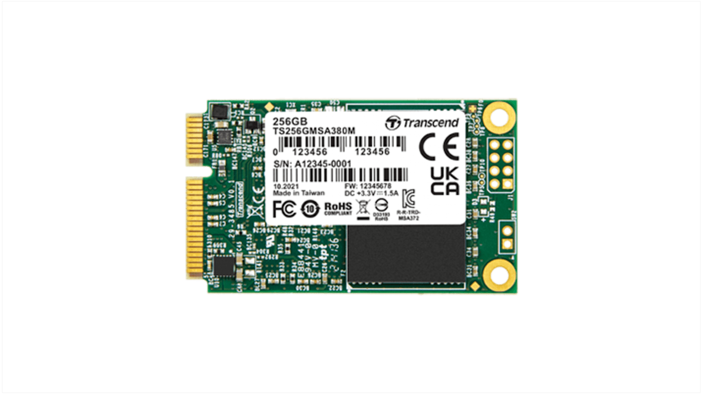 Disco duro SSD interno mSATA Transcend de 128 GB, SATA III, MLC, para aplicaciones industriales