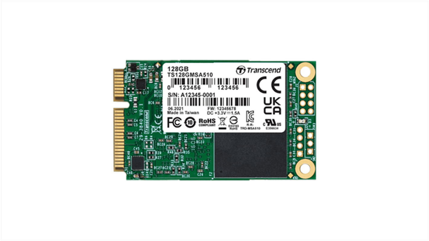 Disco duro SSD interno mSATA Transcend de 128 GB, SATA III, SuperMLC, para aplicaciones industriales