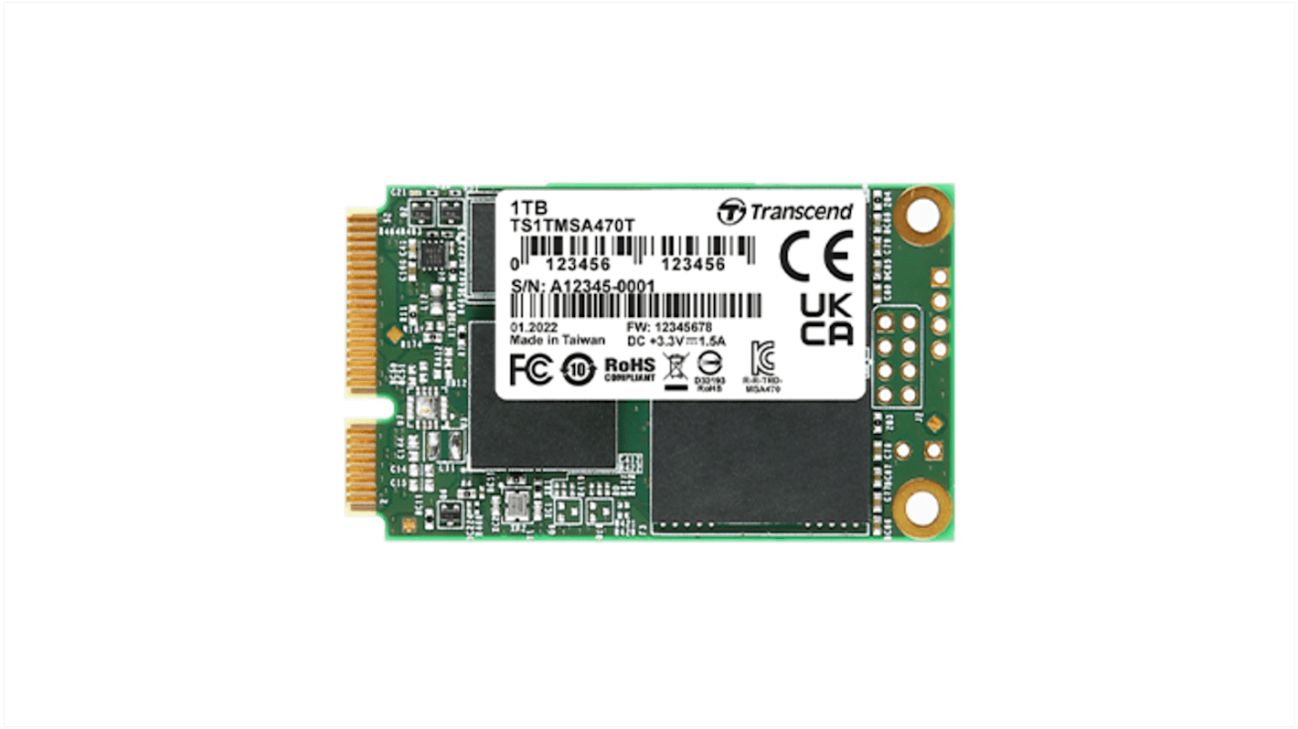 Transcend MSA470T., mSATA Intern SSD-Laufwerk SATA III Industrieausführung, 1 TB, SSD