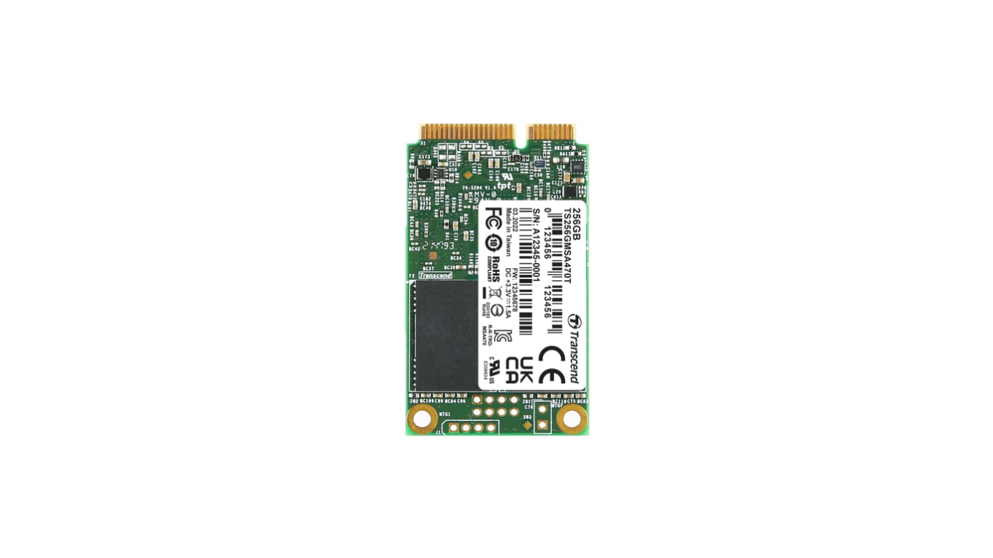 Disco duro SSD interno mSATA Transcend de 256 GB, SATA III, para aplicaciones industriales