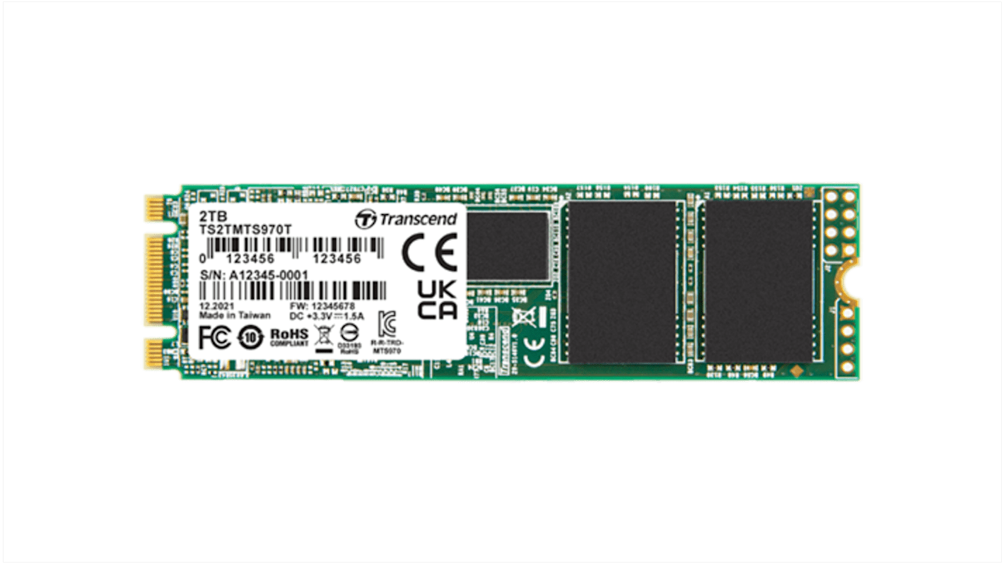 Transcend MTS970T, M.2 Intern SSD-Laufwerk SATA III Industrieausführung, 512 GB, SSD