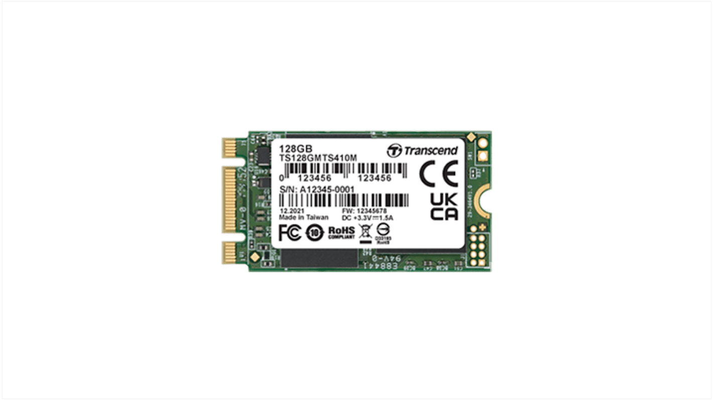 Transcend 64 GB固态硬盘 SSD, SATA III接口, 工业用, M.2, MTS410M, MLC