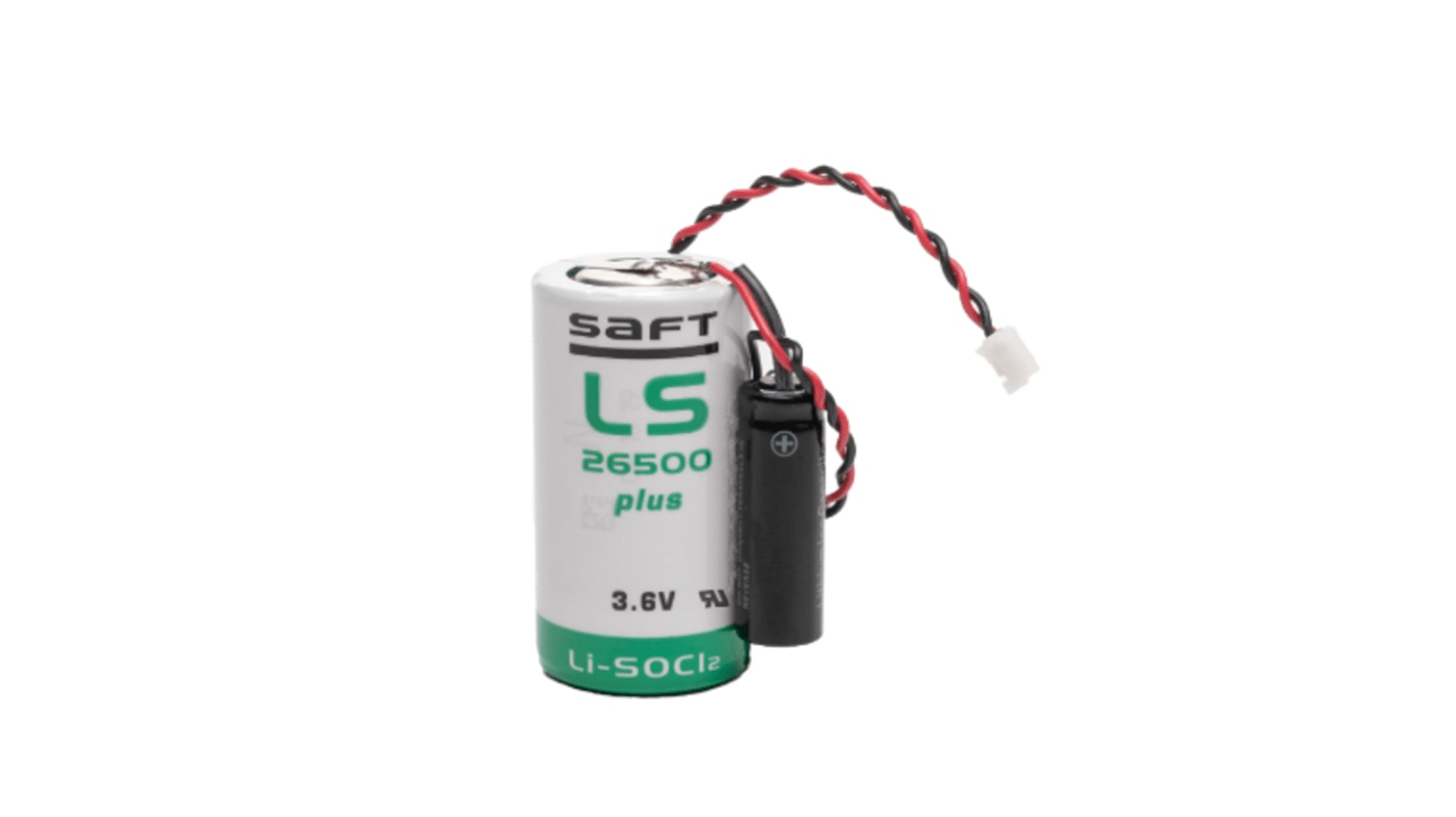 Pila C de litio - cloruro de tionilo, Saft LSP, 3.6V, terminación Cable y conector JST PHR-2