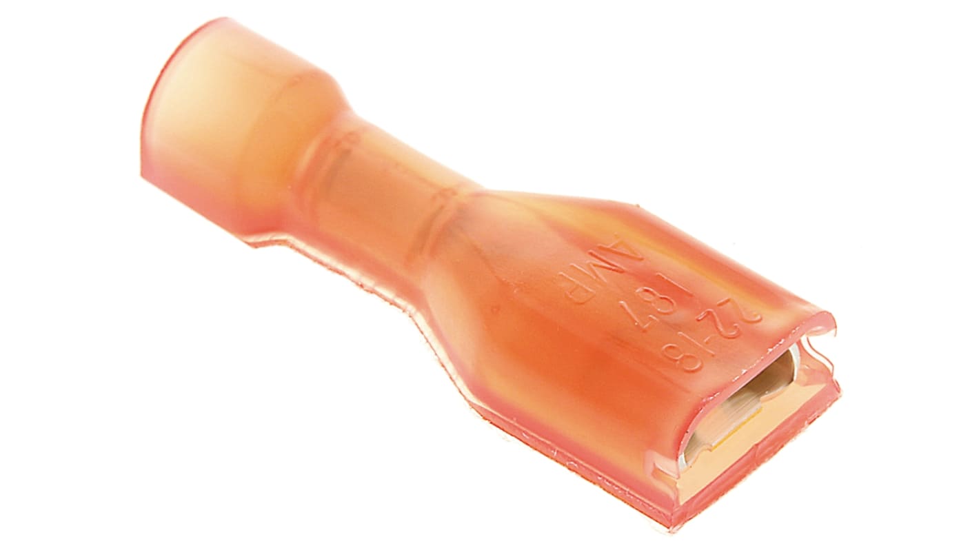TE Connectivity Ultra-Fast .187 Red Insulated Female Spade Connector, Receptacle, 4.75 x 0.51mm Tab Size, 0.3mm² to