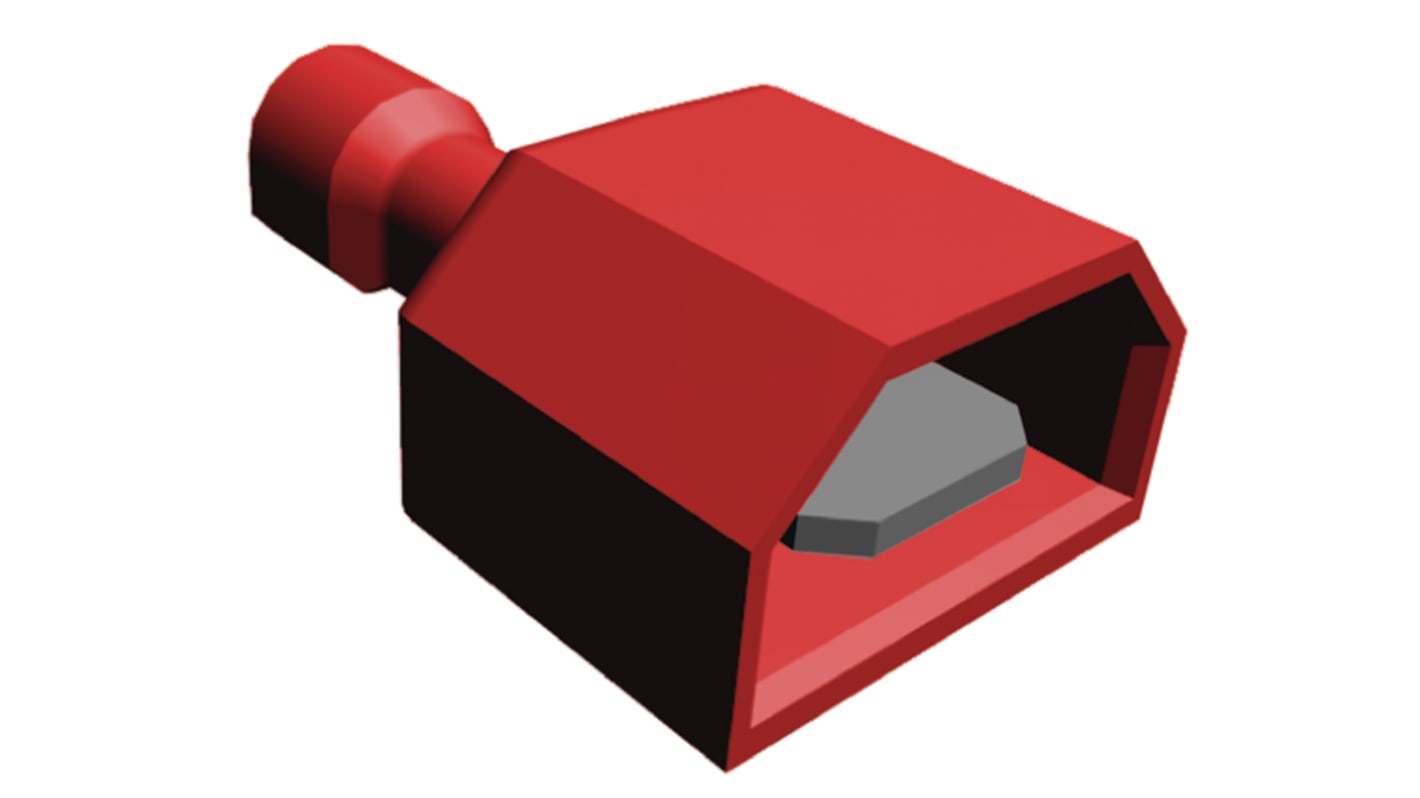 TE Connectivity Ultra-Fast .250 Red Insulated Male Spade Connector, Tab, 6.3 x 0.8mm Tab Size, 0.3mm² to 0.8mm²