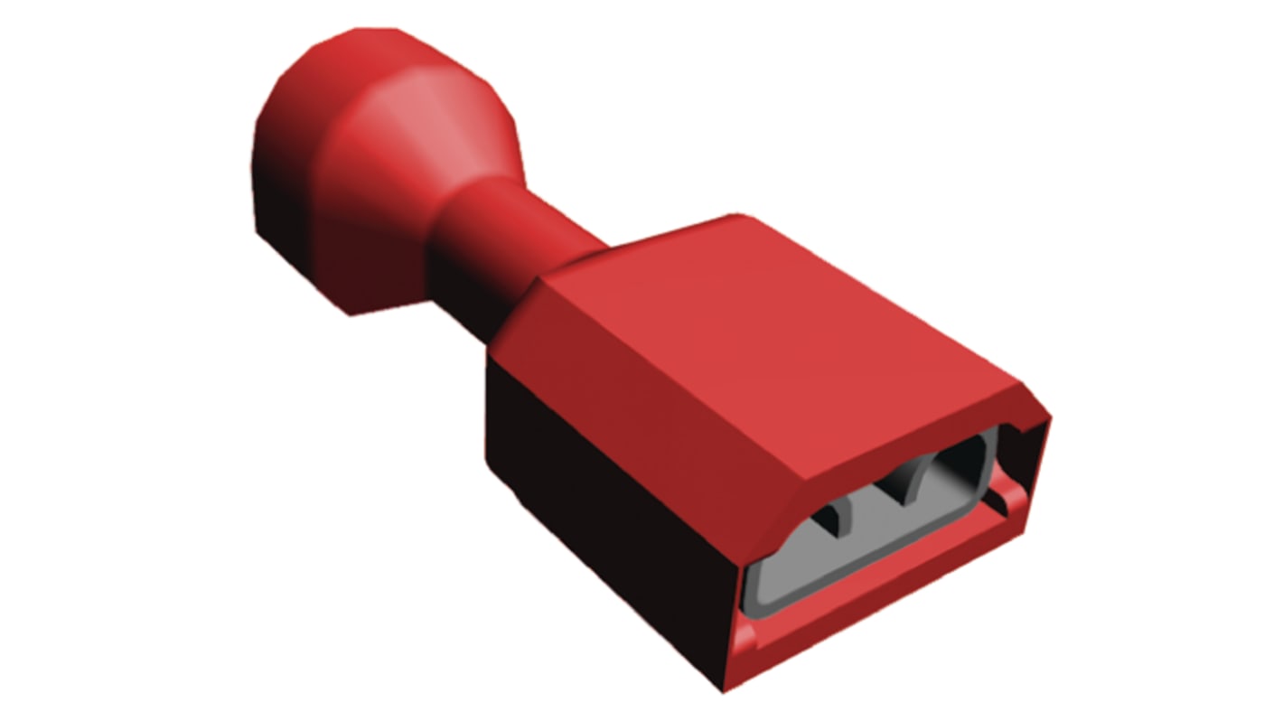 TE Connectivity Ultra-Fast .250 Red Insulated Female Spade Connector, Receptacle, 6.35 x 0.81mm Tab Size, 0.3mm² to