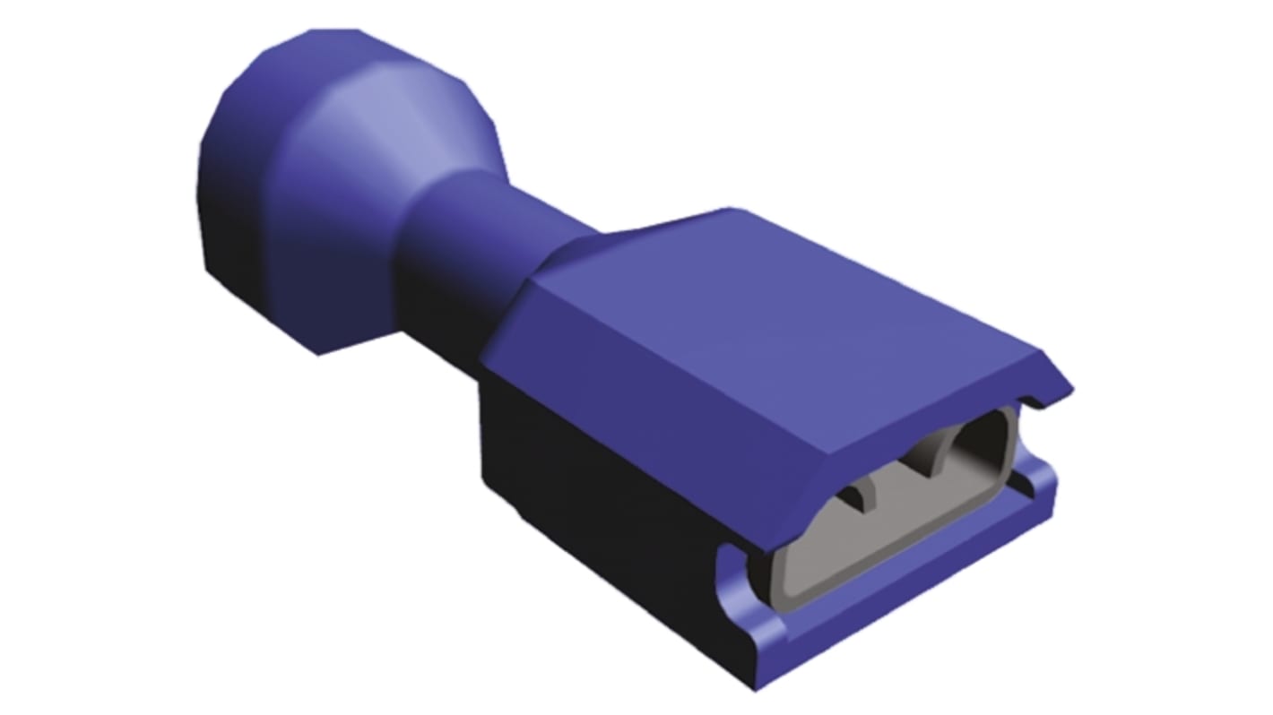 TE Connectivity Ultra-Fast .250 Blue Insulated Female Spade Connector, Receptacle, 6.35 x 0.81mm Tab Size, 1.3mm² to