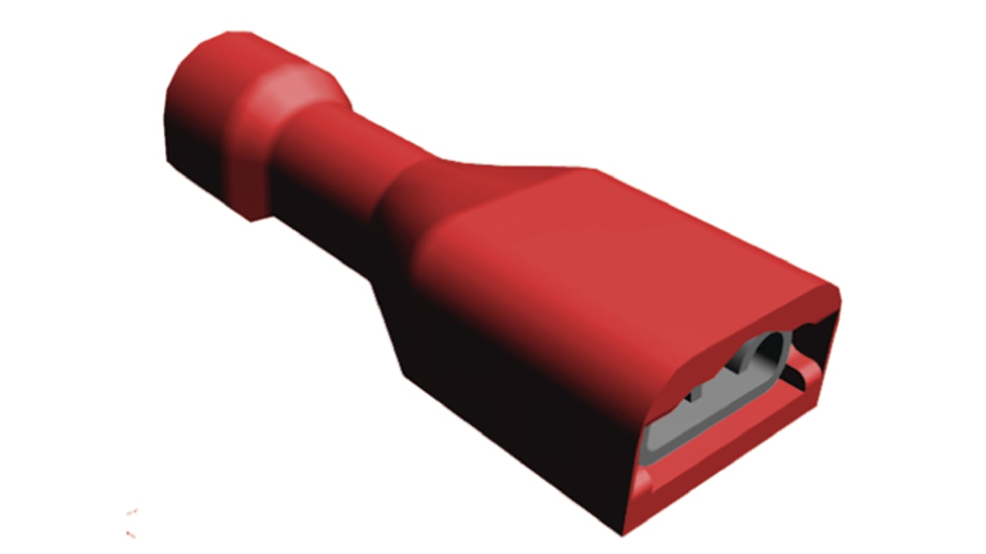 TE Connectivity Ultra-Fast Plus .187 Red Insulated Female Spade Connector, Receptacle, 4.75 x 0.51mm Tab Size, 0.3mm²