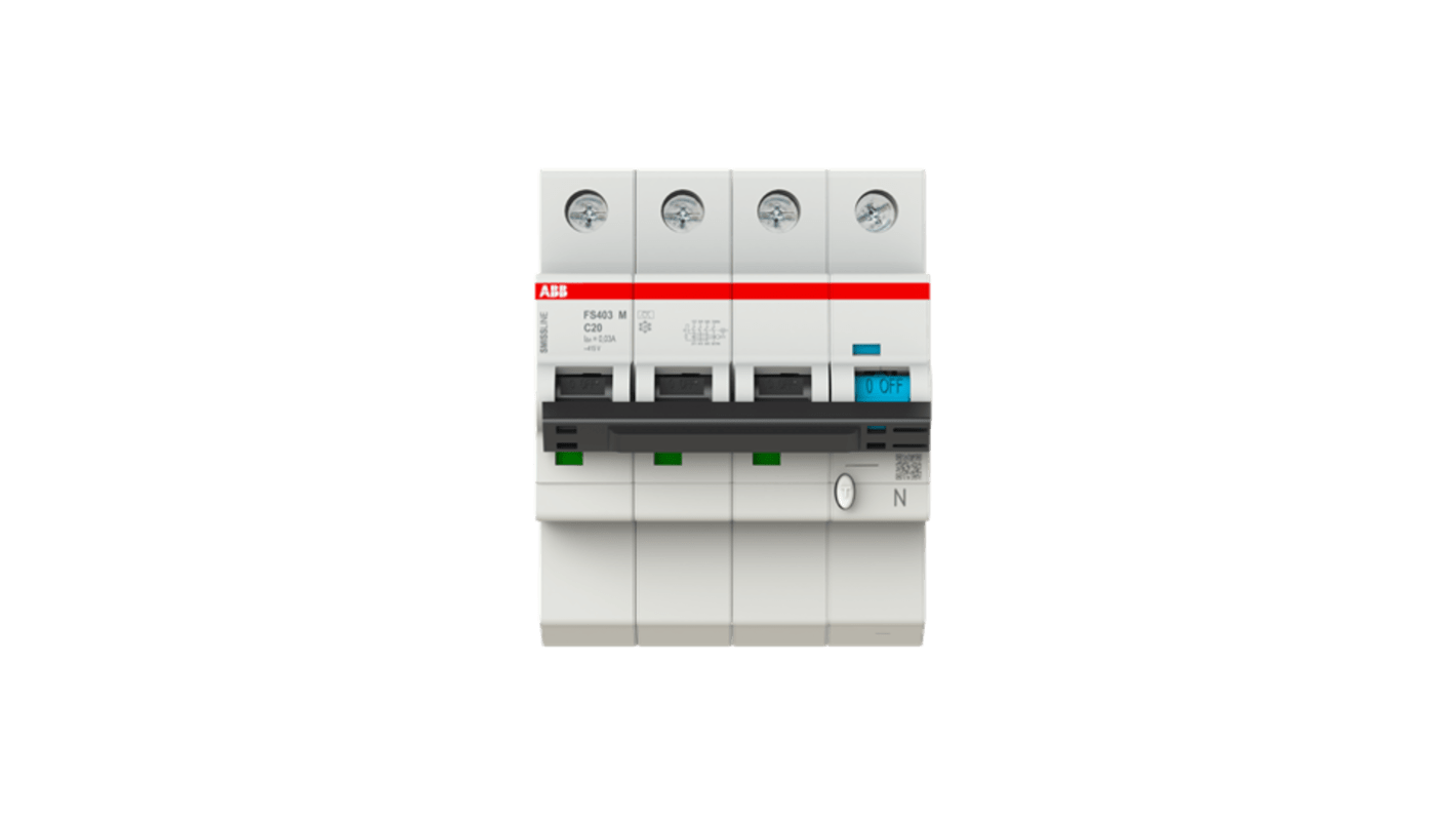 RCCB 4pólový Typ C 20A 30mA ABB SMISSLINE TP 415V ac