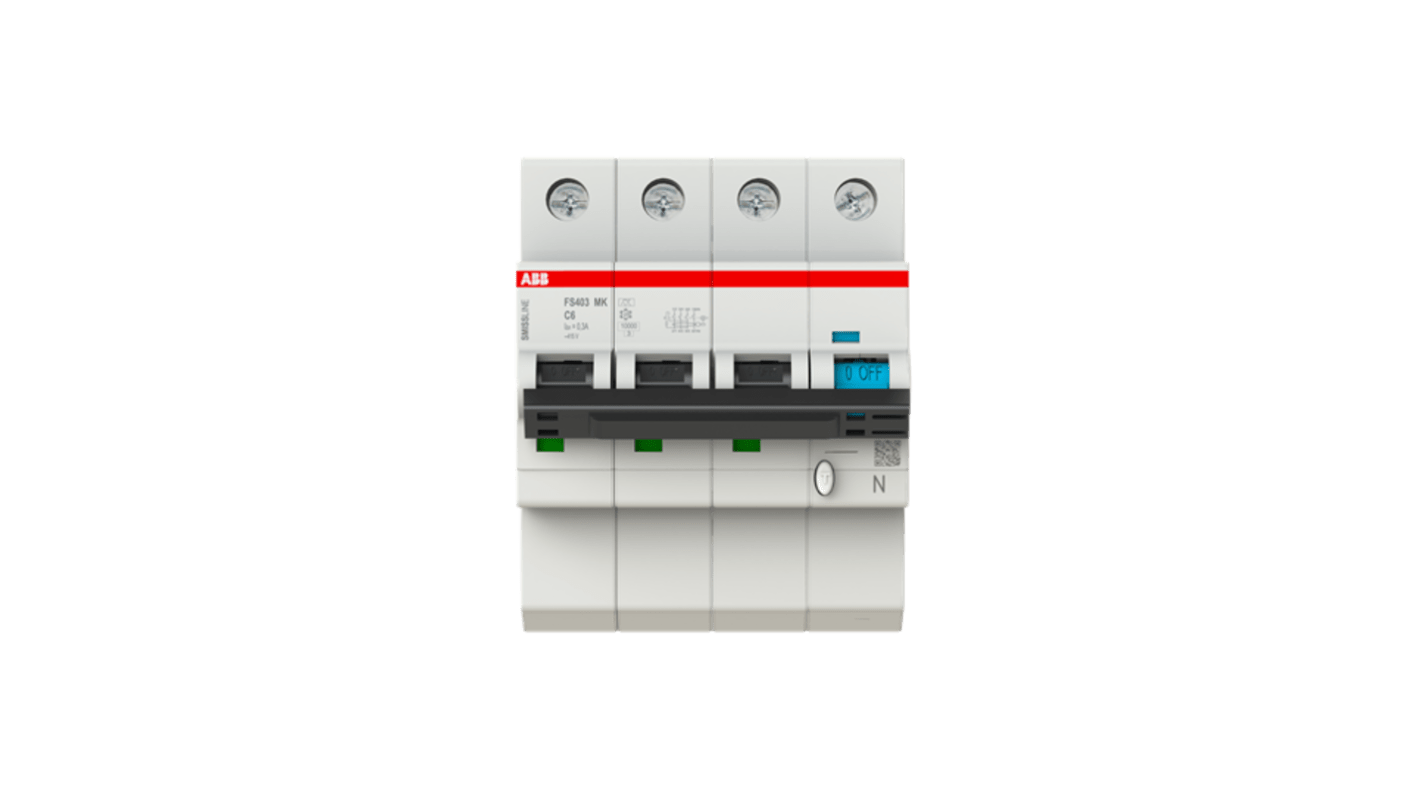 ABB RCCB, 6A, 4 Pole, 300mA, Type C, 415V ac