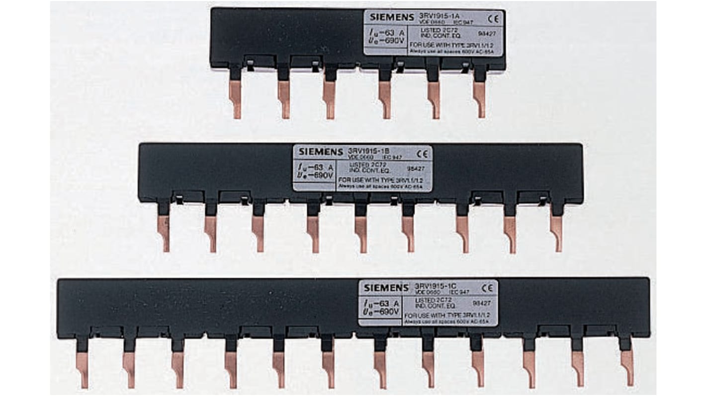 Siemens 3RV1 Sammelschiene, 3 -phasig, 690V 108A, 55mm Raster, SIRIUS Reihe