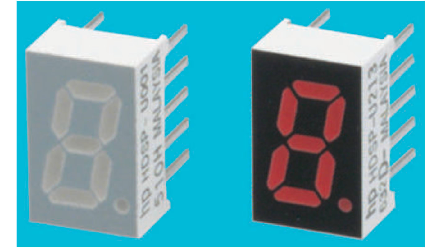 HDSP-U213 Broadcom 7-Segment LED Display, CC Red 5.4 mcd RH DP 8mm