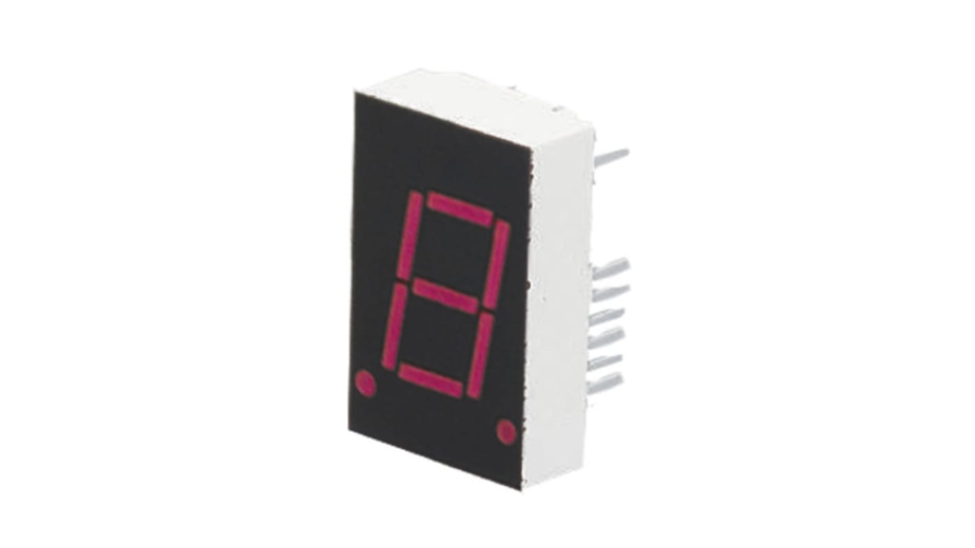 Wyświetlacz diodowy LED 7-segmentowy ze wspólną anodą 14 mcd RH DP, Czerwony 20.3mm Broadcom 637 nm