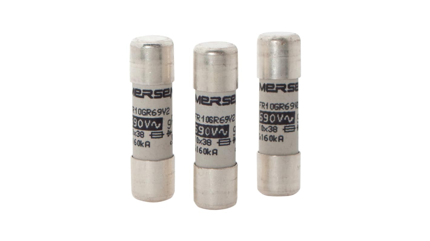 Mersen 8A Slow-Blow Ceramic Cartridge Fuse, 10 x 38mm