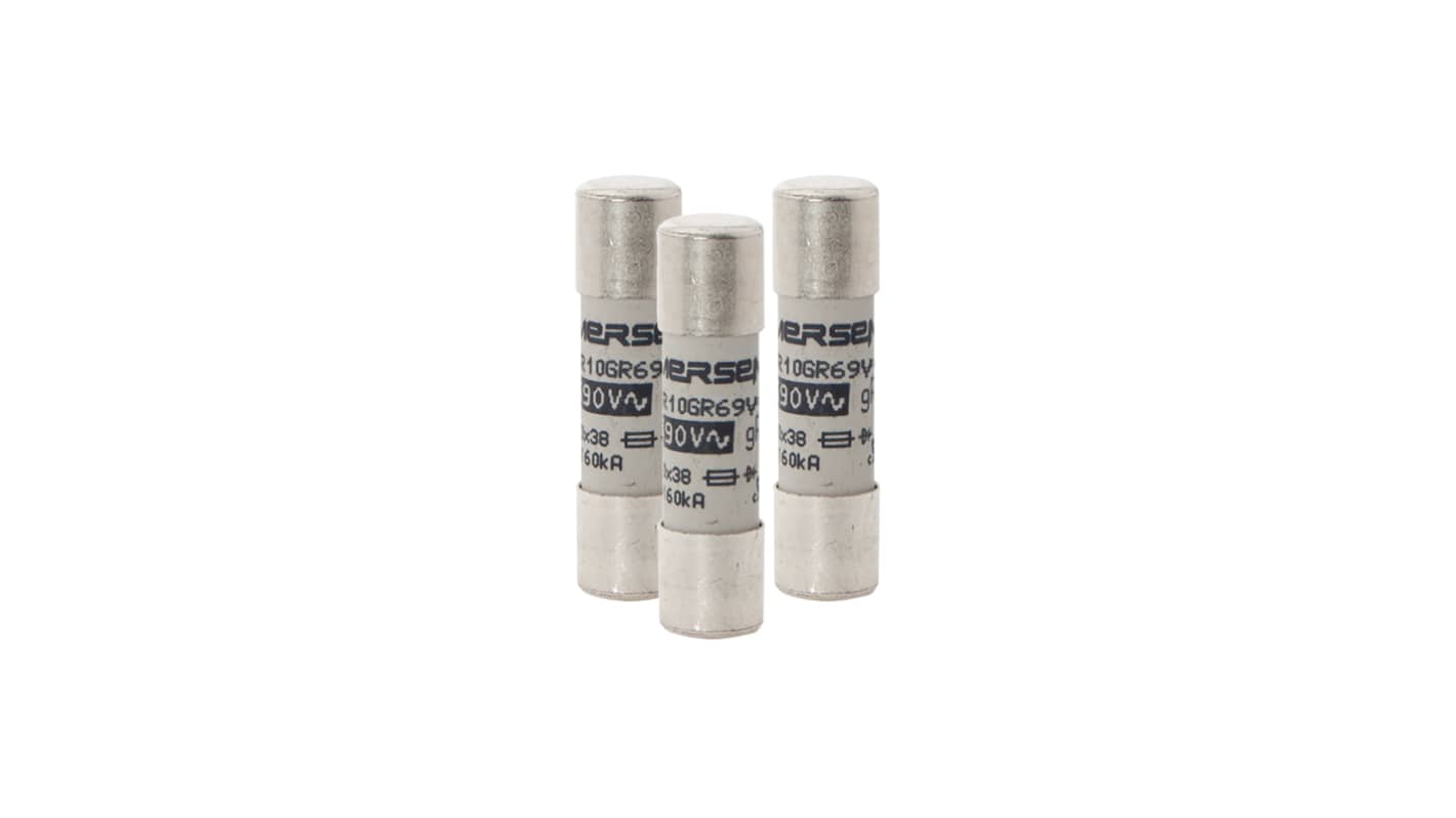 Mersen 1A Slow-Blow Ceramic Cartridge Fuse, 10 x 38mm