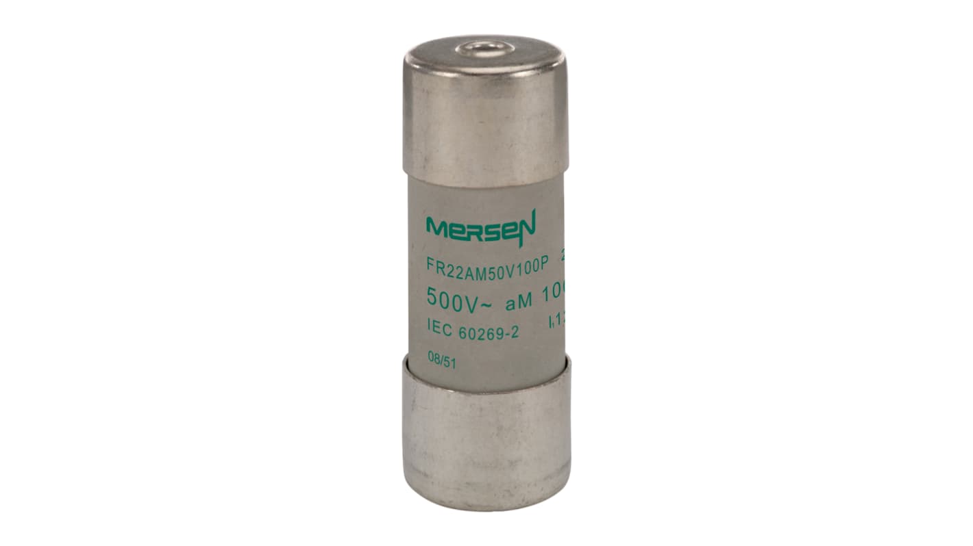 Mersen 100A Slow-Blow Ceramic Cartridge Fuse, 22.2 x 58mm