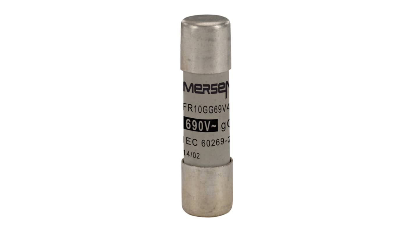 Mersen 4A Slow-Blow Ceramic Cartridge Fuse, 10 x 38mm