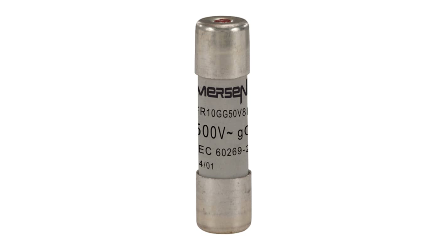 Mersen 8A Slow-Blow Ceramic Cartridge Fuse, 10 x 38mm