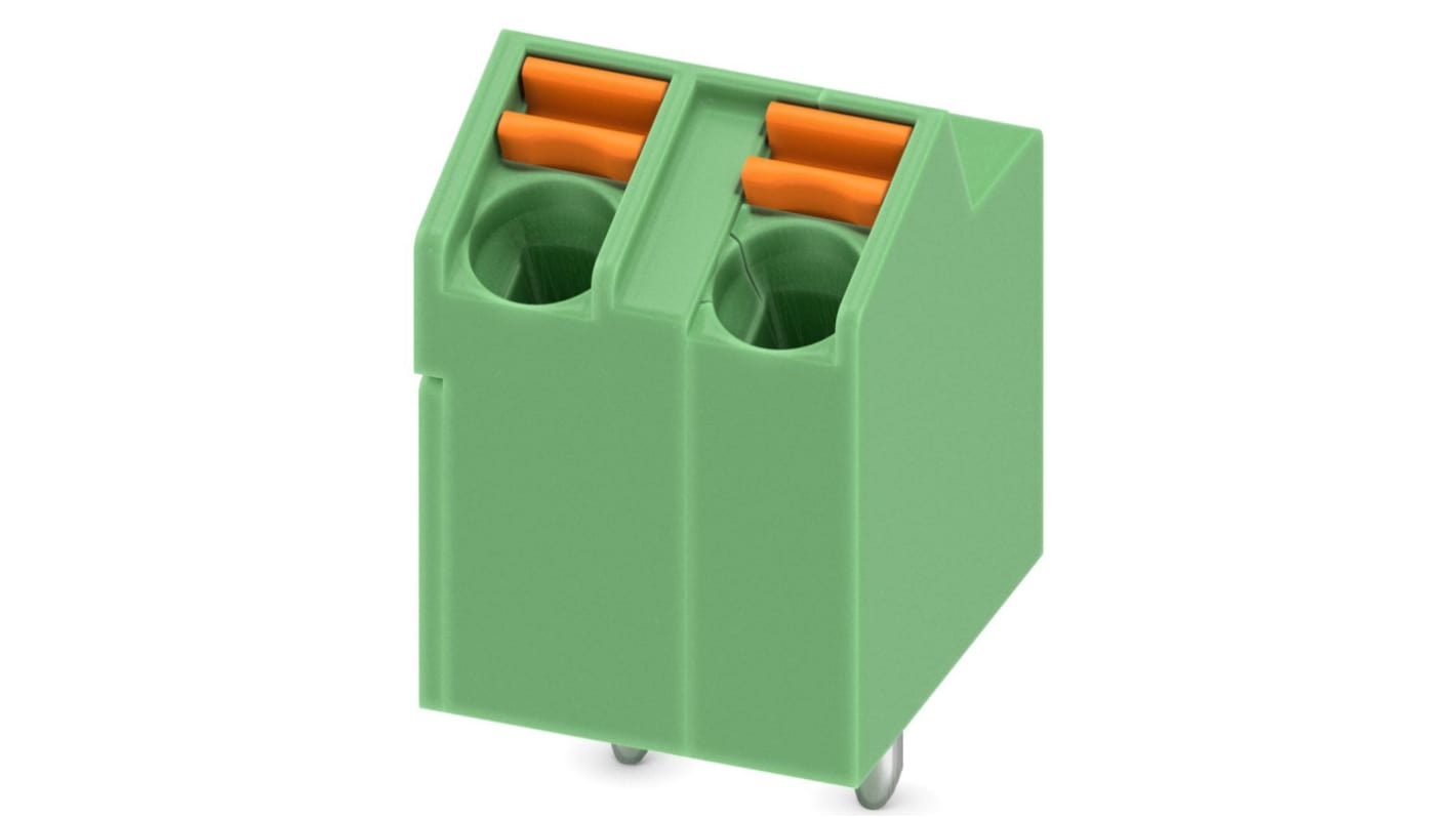 Phoenix Contact 5-ZB, SPT 5/ 3-V-7 Series PCB Terminal Block, 2-Contact, 5mm Pitch, PCB Mount, 1-Row
