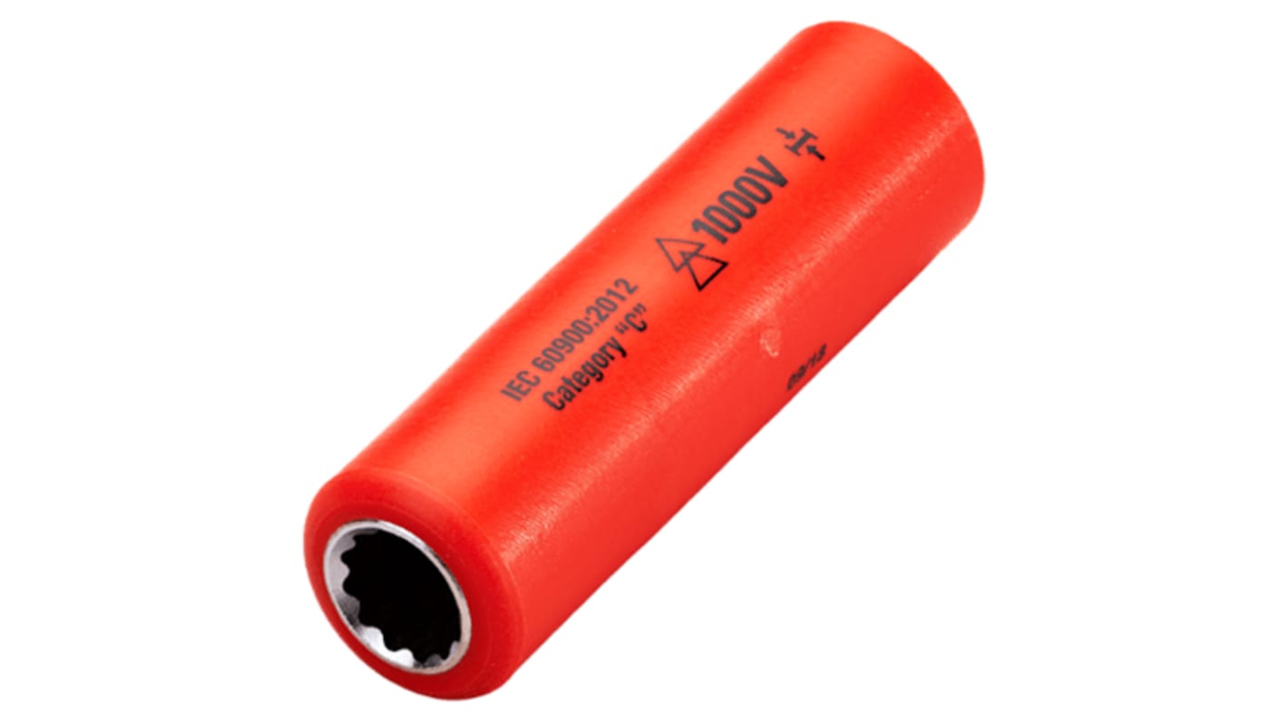 ITL Insulated Tools Ltd 1/4 in Drive 10mm Insulated Deep Socket, 12 point, VDE/1000V, 65 mm Overall Length