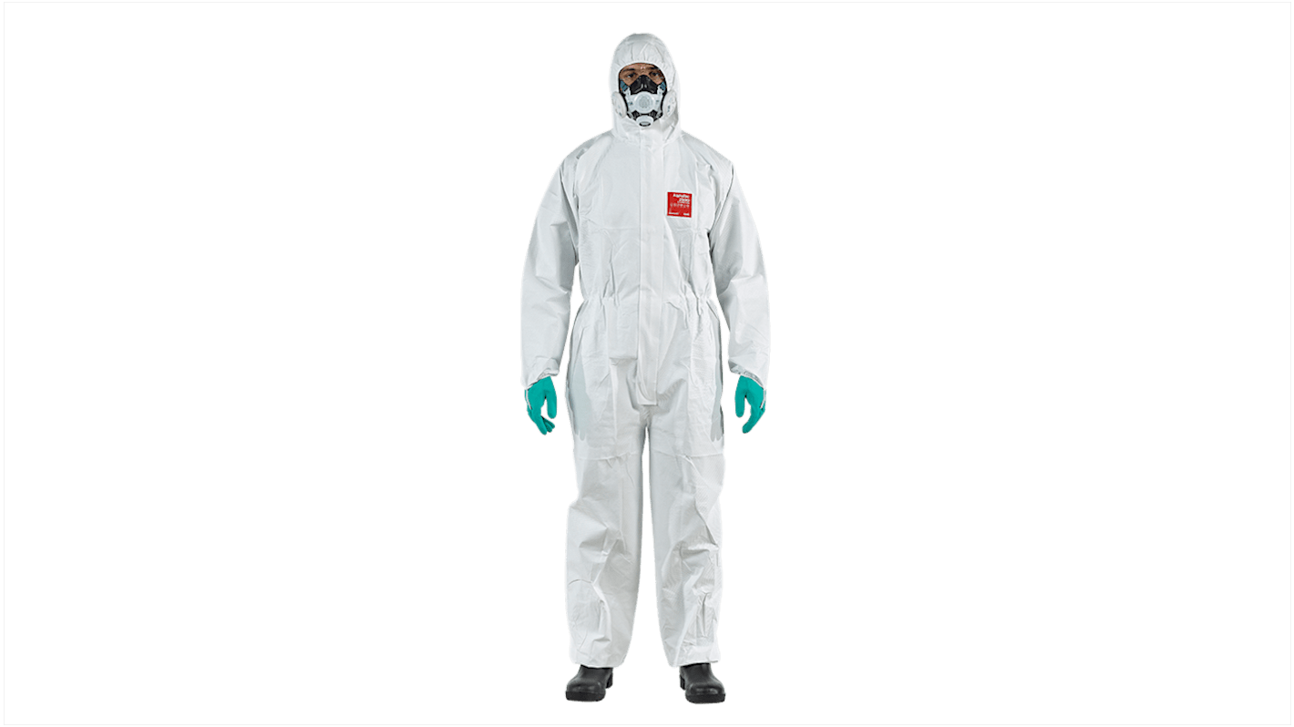 Ansell WH25W-00111-06 White Anti-Static Polypropylene Protective Hood, Resistant to Aerosols, Light Sprays, Solid