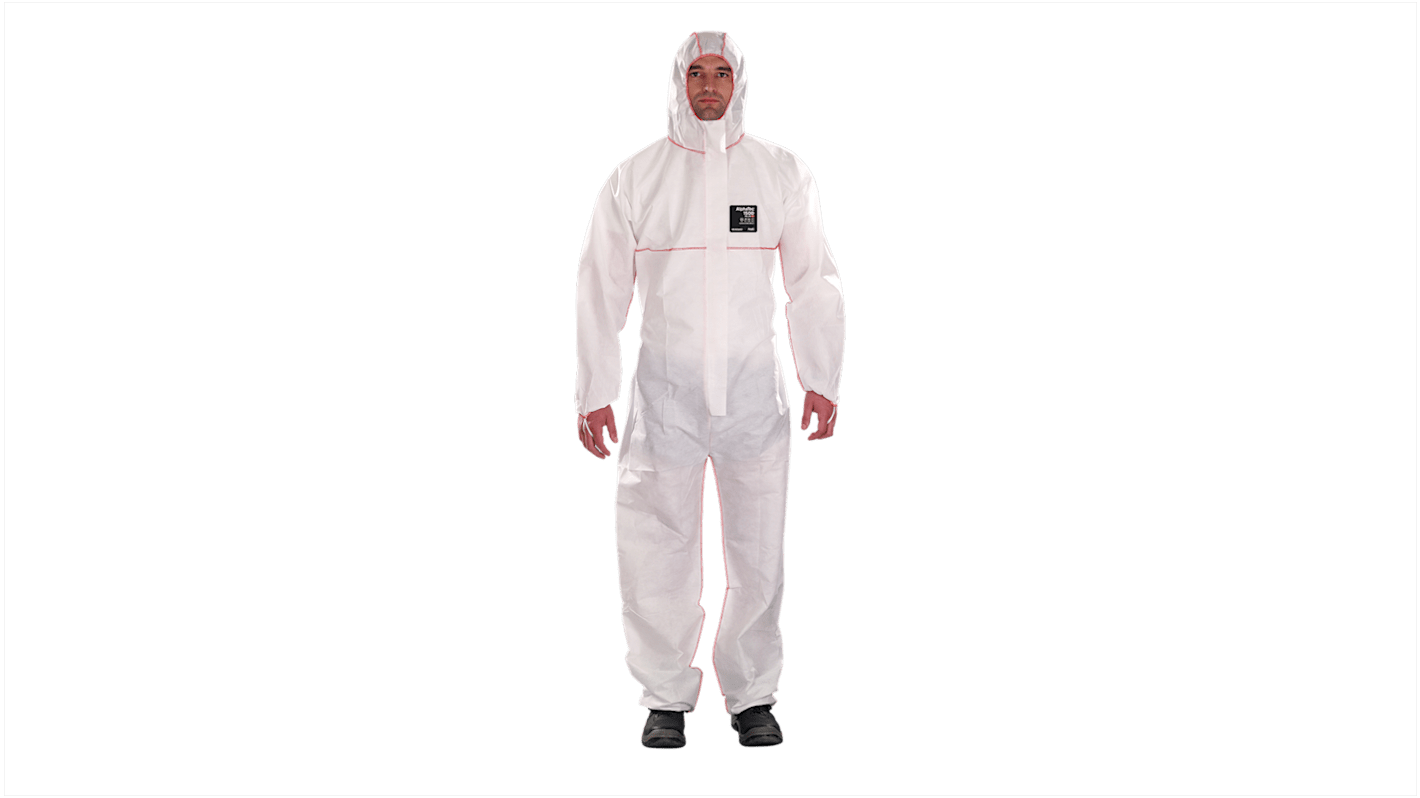 Ansell WR17S-00111-04 White Anti-Static SMS Fabric Protective Hood, Resistant to Light Sprays, Solid Particles