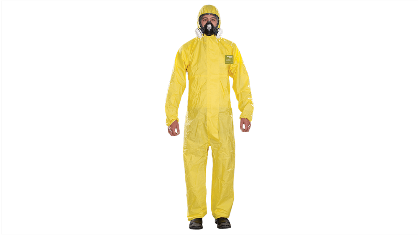Ansell YY23T-00132-02 Yellow Anti-Static Polyethylene, Polypropylene Protective Hood, Resistant to Aerosols, Liquids,