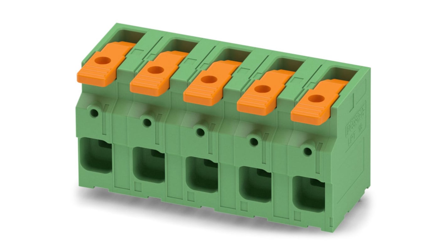 Phoenix Contact PCB Terminal Block, 5-Contact, 15mm Pitch, Through Hole Mount, 1-Row