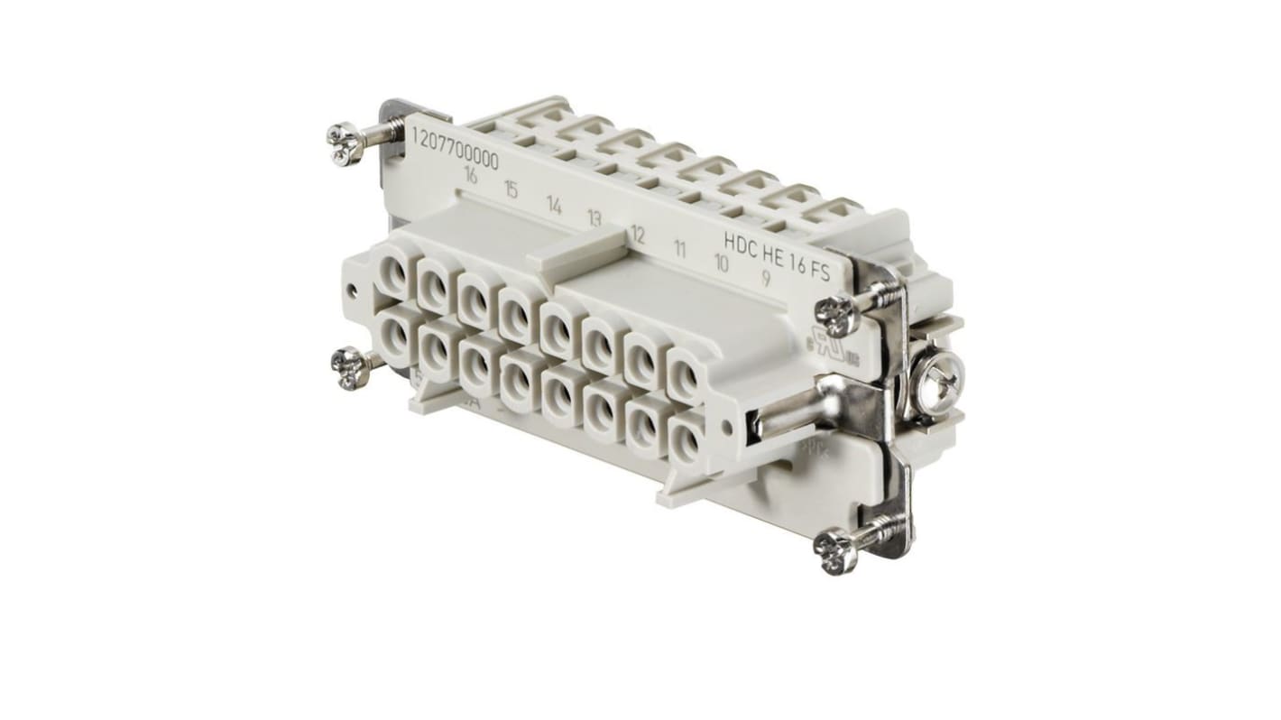 Inserto connettore Weidmuller, Femmina, serie HE, 16A, 16 vie