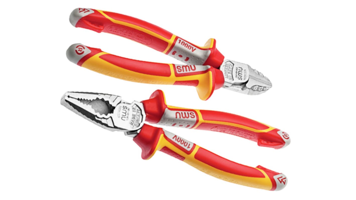 NWS NW860 2-Piece Combination Plier Set, Straight Tip, VDE/1000V, 180 mm Overall